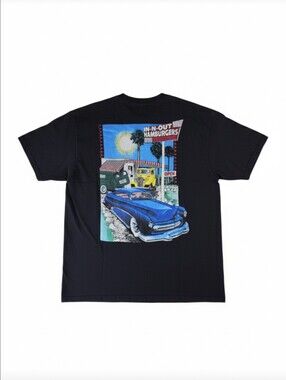 In N Out Burger Mens Large Black Graphic T Shirt Classic Cars California Graphic